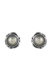 92.5 Sterling Silver Designer White Pearl Stud Earrings - Studs