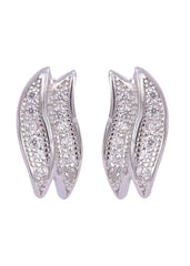 925 Sterling Silver Double Leaf Shape Cubic Zircon Studs - Studs