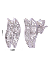 925 Sterling Silver Double Leaf Shape Cubic Zircon Studs - Studs