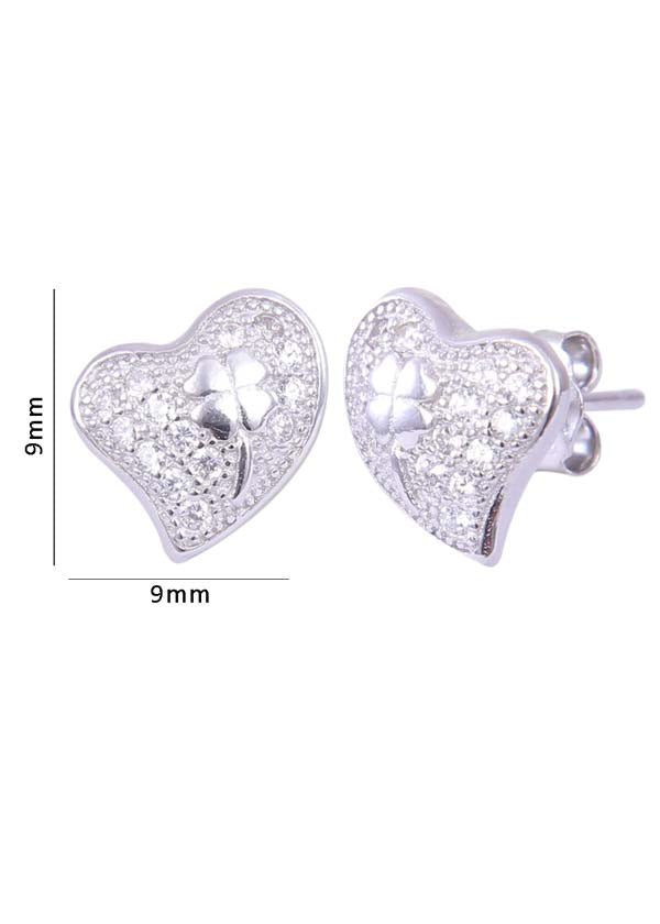 925 Sterling Silver Elegant Pair Of Heart Shape Cubic Zircon Stud - Studs
