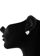 925 Sterling Silver Elegant Pair Of Heart Shape Cubic Zircon Stud - Studs