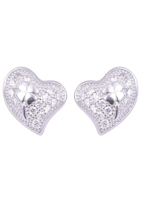 925 Sterling Silver Elegant Pair Of Heart Shape Cubic Zircon Stud - Studs