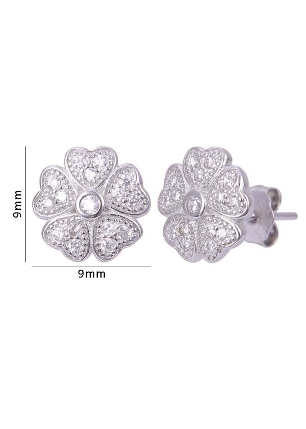 925 Sterling Silver Flower Shape Cz Studs - Studs