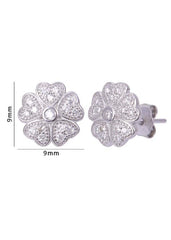 925 Sterling Silver Flower Shape Cz Studs - Studs