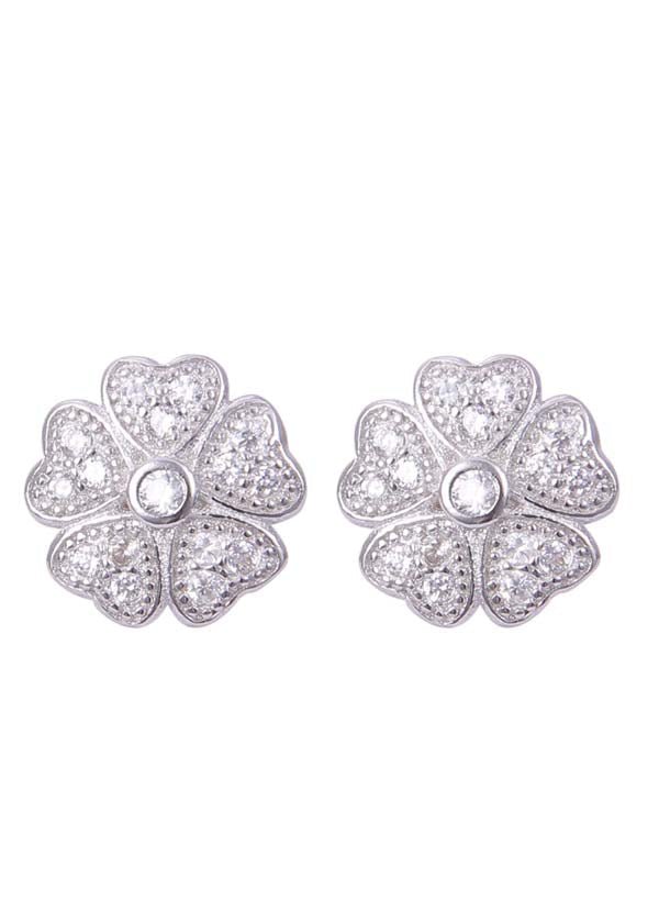 925 Sterling Silver Flower Shape Cz Studs - Studs