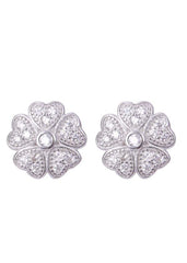 925 Sterling Silver Flower Shape Cz Studs - Studs