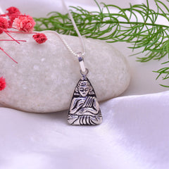 92.5 Sterling Silver Gautam Buddha Unisex Pendant with Chain - Pendants