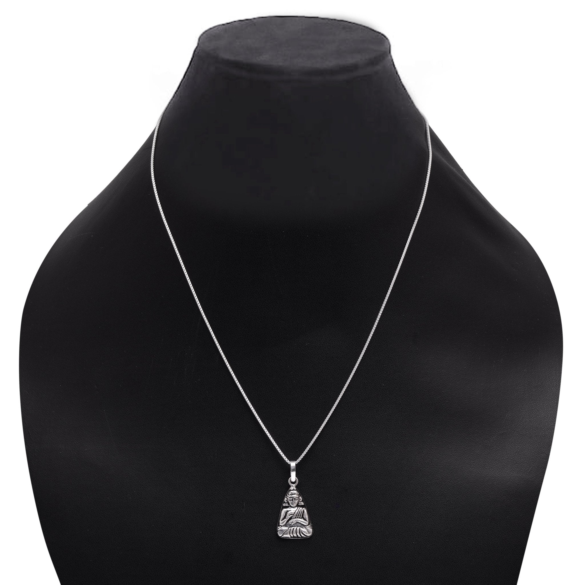 92.5 Sterling Silver Gautam Buddha Unisex Pendant with Chain - Pendants