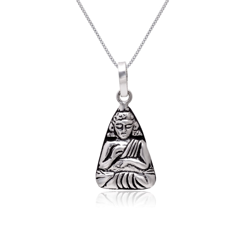92.5 Sterling Silver Gautam Buddha Unisex Pendant with Chain - Pendants