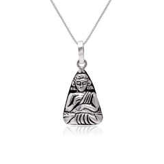 92.5 Sterling Silver Gautam Buddha Unisex Pendant with Chain - Pendants