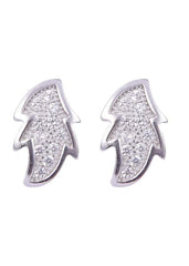 925 Sterling Silver Good looking Pair Of Leaf Shape Cz Studs - Studs