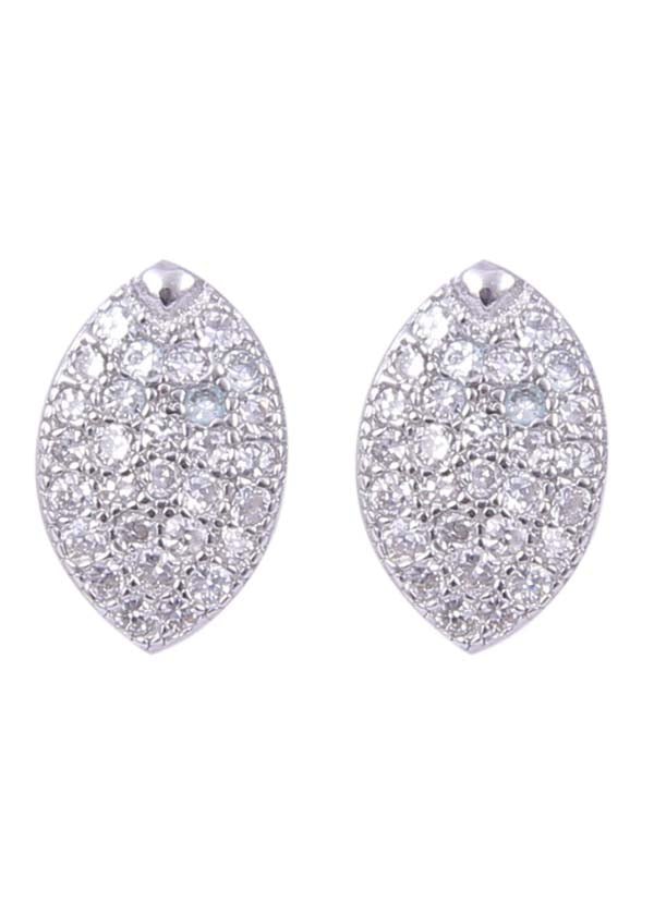 925 Sterling Silver Good Looking Pair Of Leaf Shape Cz Studs - Studs