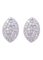 925 Sterling Silver Good Looking Pair Of Leaf Shape Cz Studs - Studs
