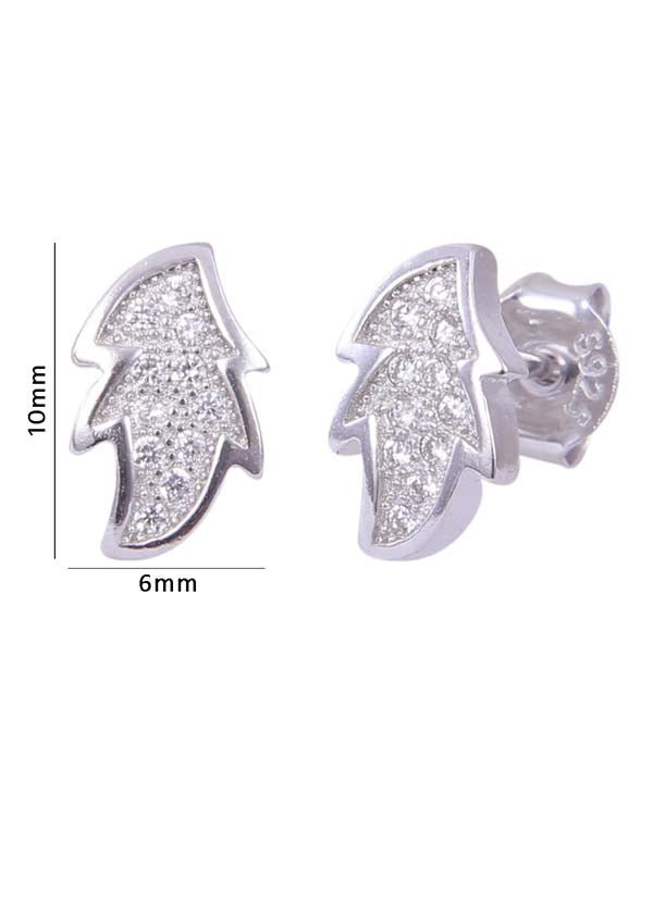 925 Sterling Silver Good looking Pair Of Leaf Shape Cz Studs - Studs