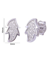 925 Sterling Silver Good looking Pair Of Leaf Shape Cz Studs - Studs