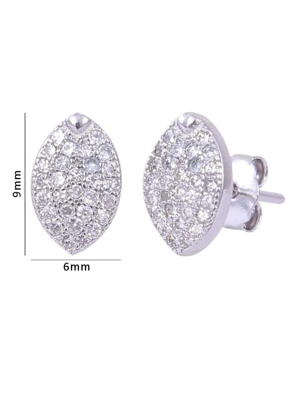 925 Sterling Silver Good Looking Pair Of Leaf Shape Cz Studs - Studs