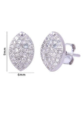 925 Sterling Silver Good Looking Pair Of Leaf Shape Cz Studs - Studs