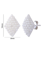 92.5 Sterling Silver Good looking White Pearl Studs in Silver - Studs