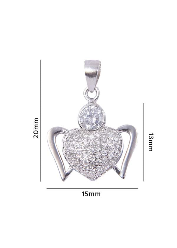 92.5 Sterling Silver Heart Shape pendant with CZ Stones and Silver Chain - Pendants