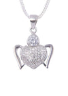 92.5 Sterling Silver Heart Shape pendant with CZ Stones and Silver Chain