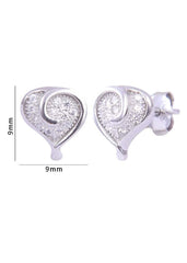 925 Sterling Silver Heart-Shaped Cubic Zirconia Studs Earring - Studs