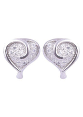 925 Sterling Silver Heart-Shaped Cubic Zirconia Studs Earring - Studs