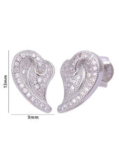 925 Sterling Silver Heart-Shaped Cubic Zirconia Studs Earrings - Studs