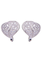 925 Sterling Silver Heart-Shaped Cubic Zirconia Studs Earrings - Studs