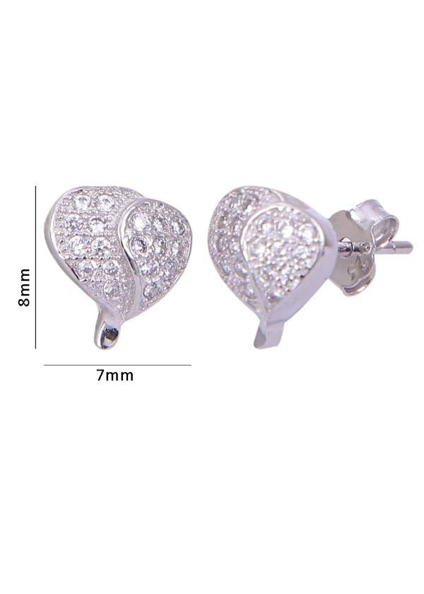 925 Sterling Silver Heart-Shaped Cubic Zirconia Studs Earrings - Studs