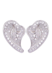 925 Sterling Silver Heart-Shaped Cubic Zirconia Studs Earrings - Studs