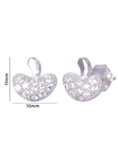 925 Sterling Silver Heart-Shaped Cubic Zirconia Studs Earrings - Studs