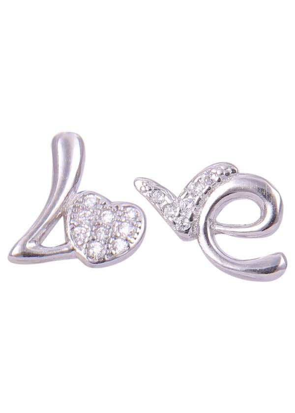 925 Sterling Silver Heart-Shaped Cubic Zirconia Studs Earrings - Studs