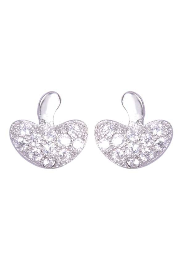 925 Sterling Silver Heart-Shaped Cubic Zirconia Studs Earrings - Studs