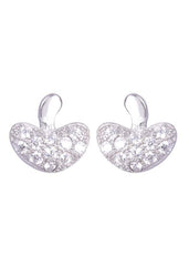 925 Sterling Silver Heart-Shaped Cubic Zirconia Studs Earrings - Studs