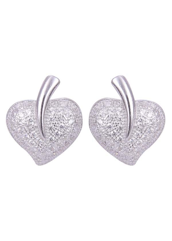 925 Sterling Silver Naughty Heart-Shaped Cubic Zircon Stud - Studs