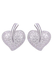 925 Sterling Silver Naughty Heart-Shaped Cubic Zircon Stud - Studs