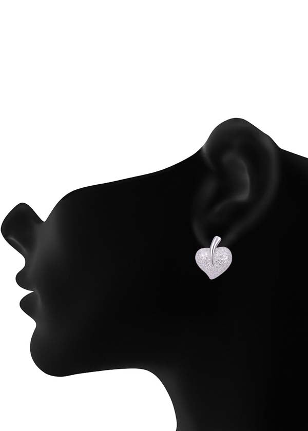 925 Sterling Silver Naughty Heart-Shaped Cubic Zircon Stud - Studs