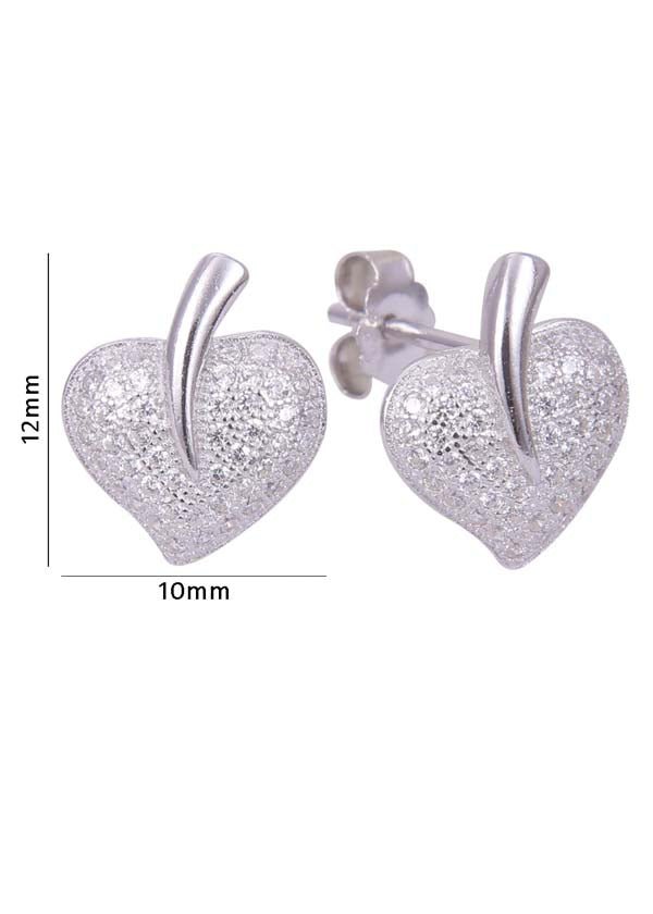 925 Sterling Silver Naughty Heart-Shaped Cubic Zircon Stud - Studs