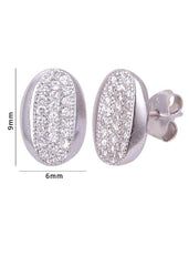 925 Sterling Silver Oval Shape Cubic Zircon Stud - Studs
