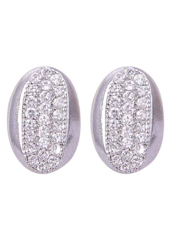 925 Sterling Silver Oval Shape Cubic Zircon Stud - Studs