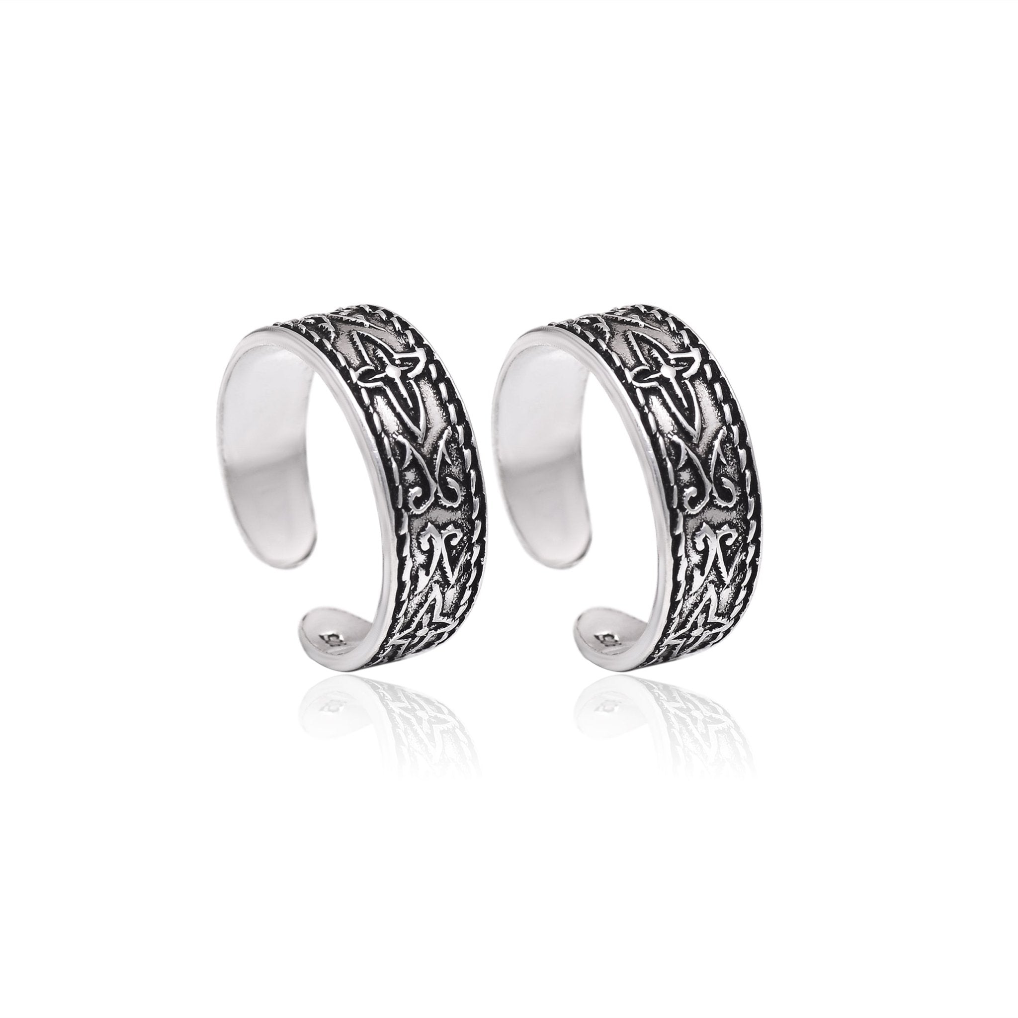 925 Sterling Silver Oxidized Toe Rings Bichiya - Toe Rings