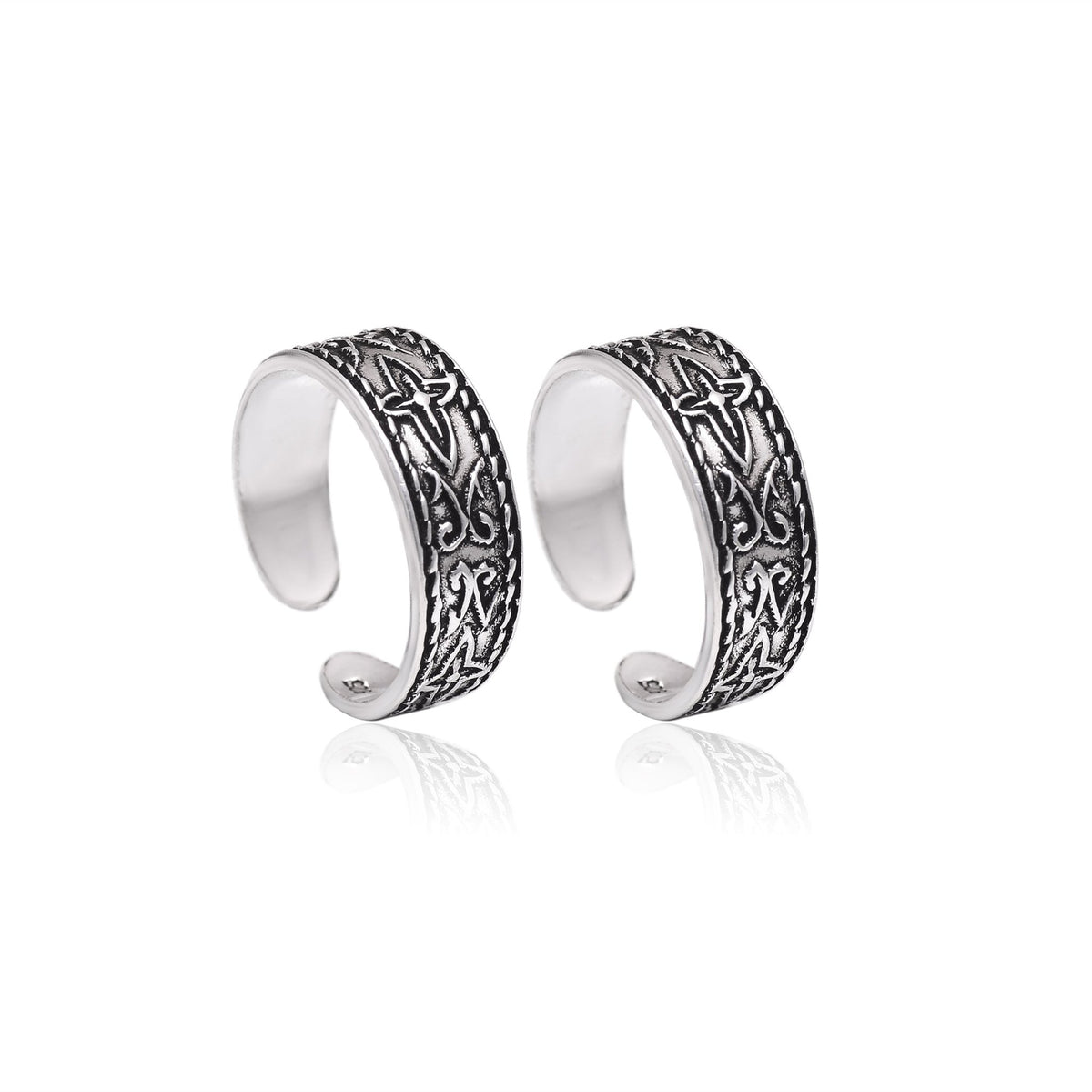 925 Sterling Silver Oxidized Toe Rings Bichiya - Toe Rings