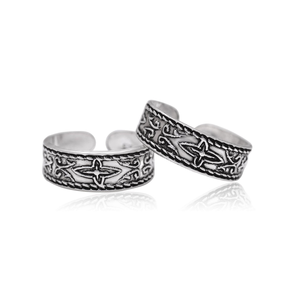 925 Sterling Silver Oxidized Toe Rings Bichiya - Toe Rings