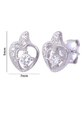 925 Sterling Silver Pair of Beautiful And Small Heart Cubic Zircon Studs - Studs