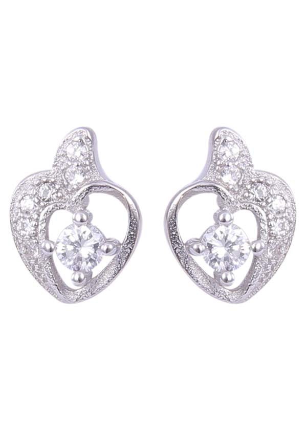925 Sterling Silver Pair of Beautiful And Small Heart Cubic Zircon Studs - Studs