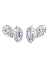 925 Sterling Silver Pair of Beautiful And Small Leaf Cubic Zircon Studs - Studs