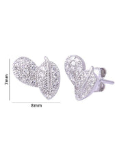 925 Sterling Silver Pair of Beautiful And Small Leaf Cubic Zircon Studs - Studs