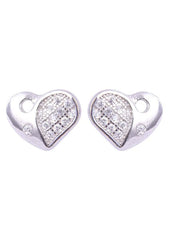 925 Sterling Silver Pair of Beautiful Heart Cubic Zircon Studs - Studs