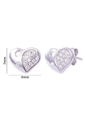 925 Sterling Silver Pair of Beautiful Heart Cubic Zircon Studs - Studs
