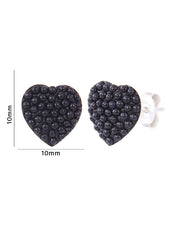 92.5 Sterling Silver Pair of black pearl Heart shape Studs - Studs